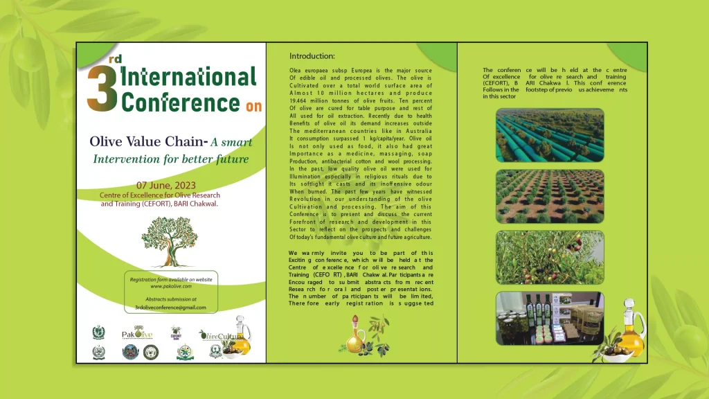 PSDP program in collaboration with CEFORT is organising International Olive Conference at BARI Chakwal from 07 june, 2023