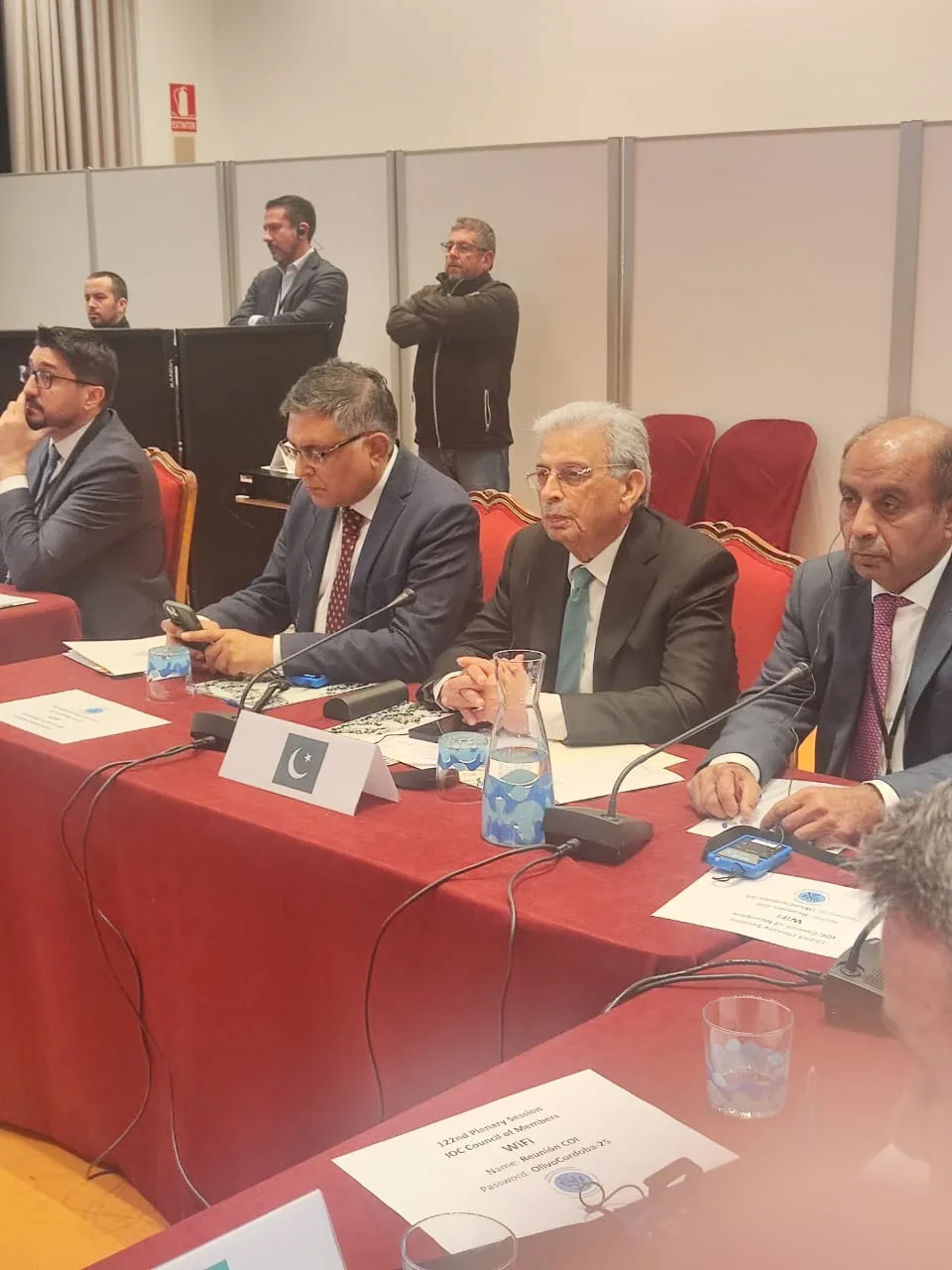Federal Minister Rana Tanveer Hussain speaking at 122 nd council of members IOC meeting at Cordoba                    Spain