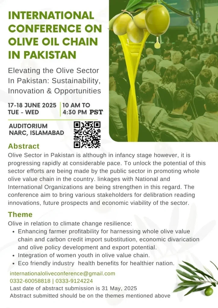 International Conference on Olive Oil Chain in Pakistan: June 17–18, 2025